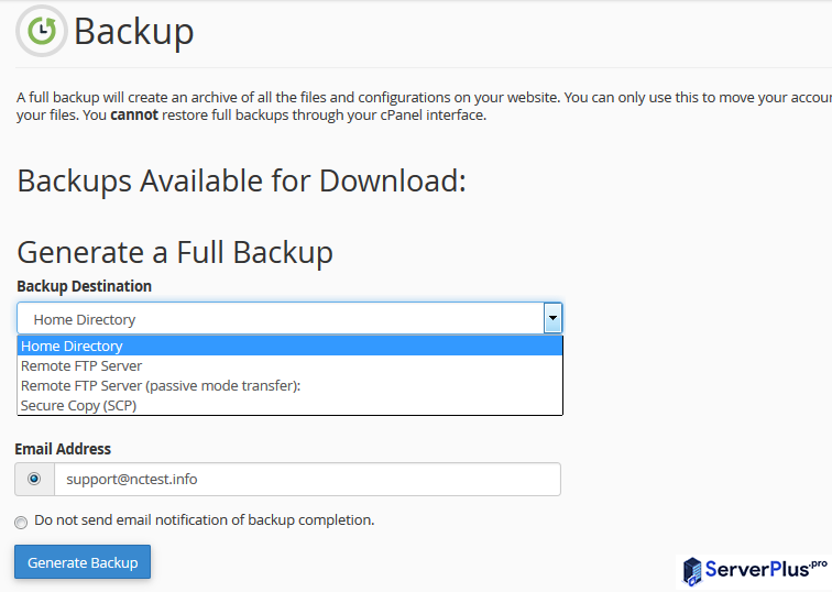 cpanel backups